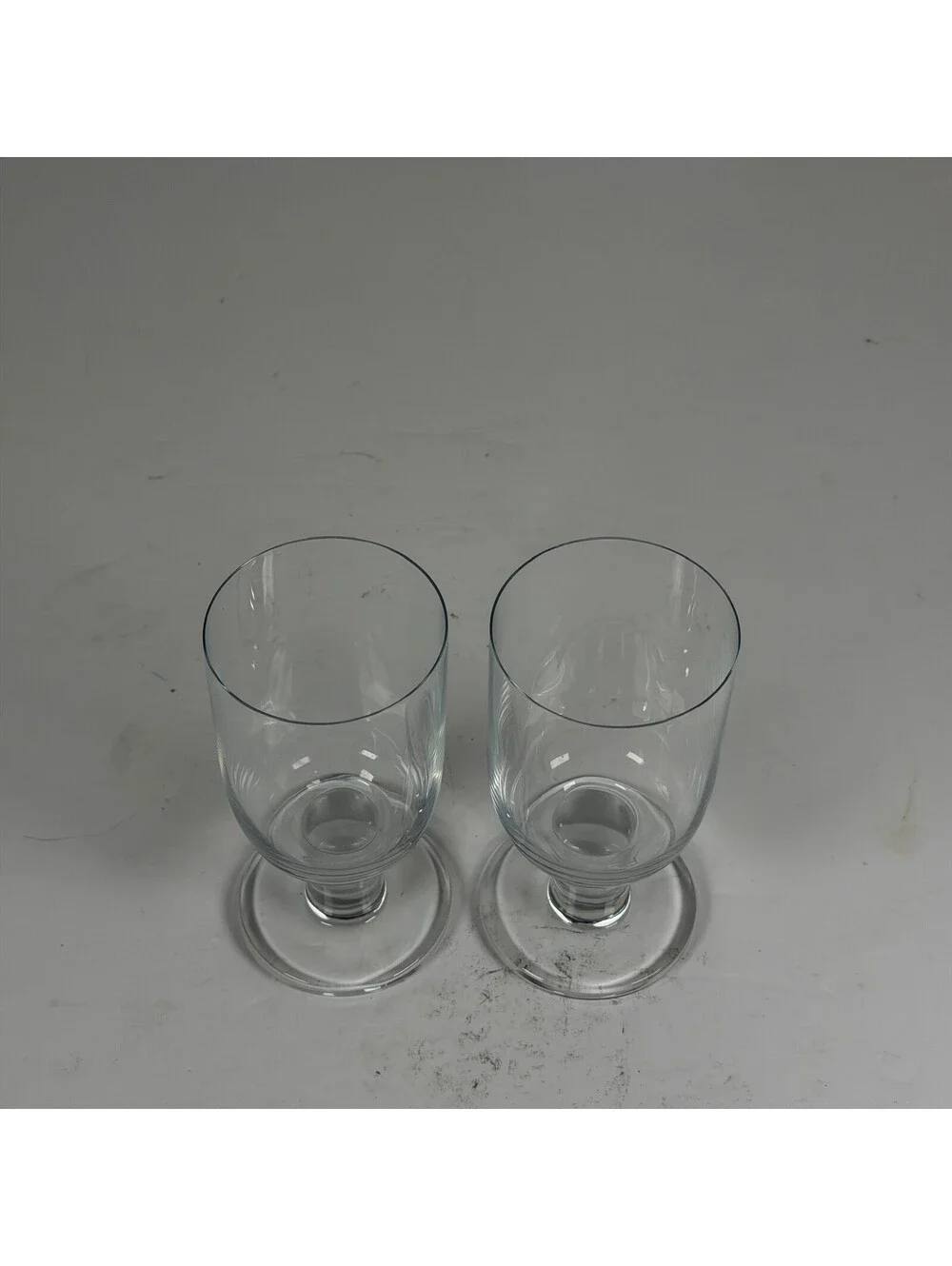 Crate & Barrel Clear Footed Glass Goblets Water Wine Glasses Set of 2 S-1